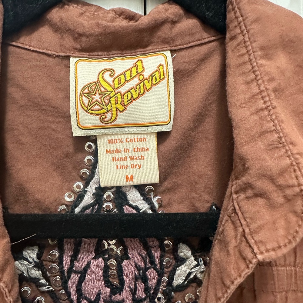 Soul‎ Revival Brown Studded Utility Jacket - Picture 3 of 5